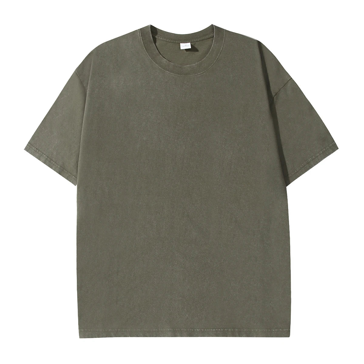 Men Short Sleeve summer pure cotton distressed retro drop shoulder T-shirt solid color loose casual breathable men's casual T-shirt tops