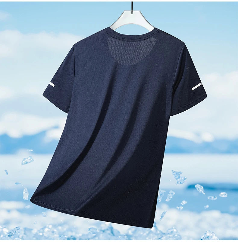 T-shirts Men's Running Quick Drying T-shirts Breathable Hiking Fishing Tees Soft Elasticity Outdoor Sports Short Shirt Summer