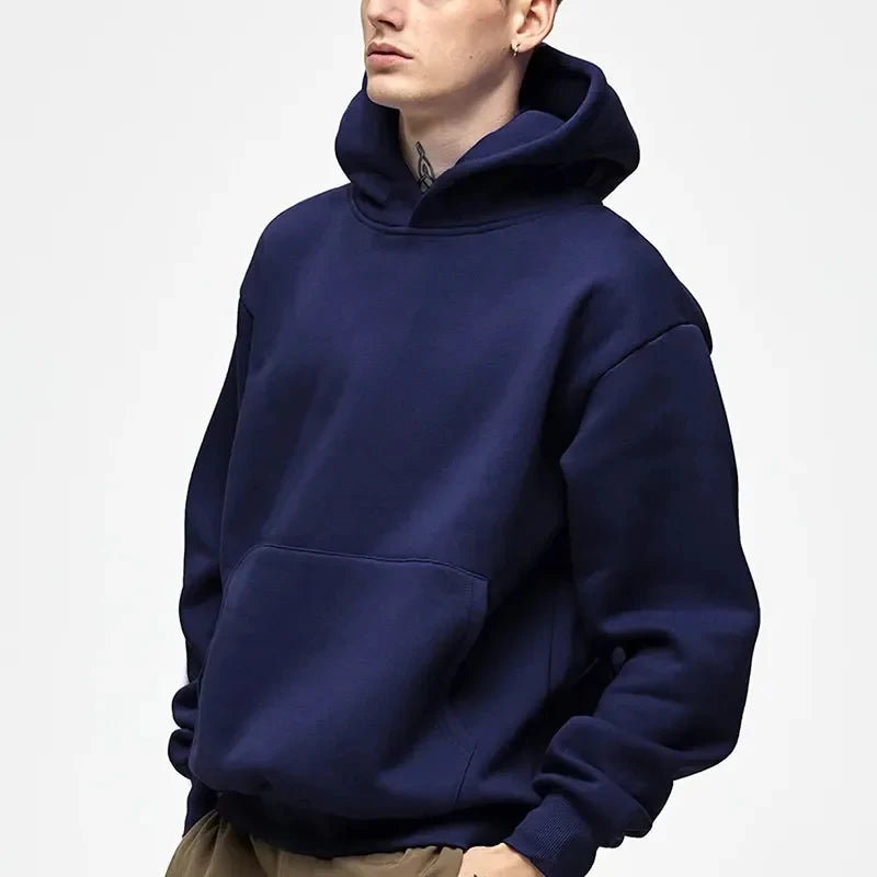 JUMPER Heavy Weight Fashion Men's Hoodies New Autumn Winter Casual Thick Cotton Men's Top Solid Color Hoodies Sweatshirt Male