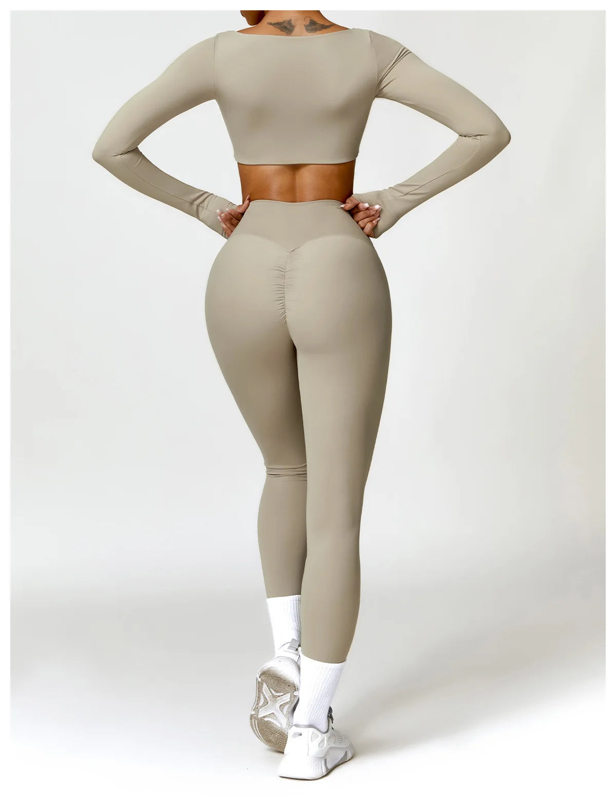 Legging Women Tracksuit Yoga Set 2PCS Sportswear Workout Clothes Athletic Wear Gym Legging Fitness Bra Crop Top Long Sleeve Sports Suits