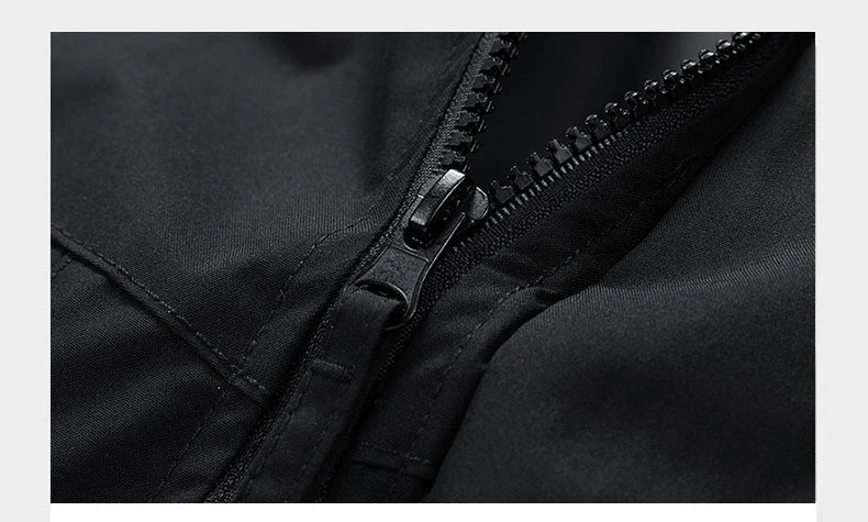 JUMPER Windbreakers Men Hooded Jacket Zipper Coat Cargo Waterproof Black Bomber Camping Loose Thin Softshell Hooded Hiking Jacket