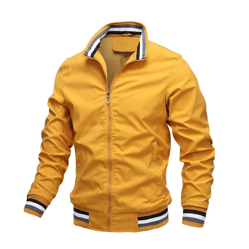 JUMPER Winter Men's Stand Collar Casual Zipper Jacket Outdoor Sports Coat Windbreaker Jacket for Men Waterproof Bomber