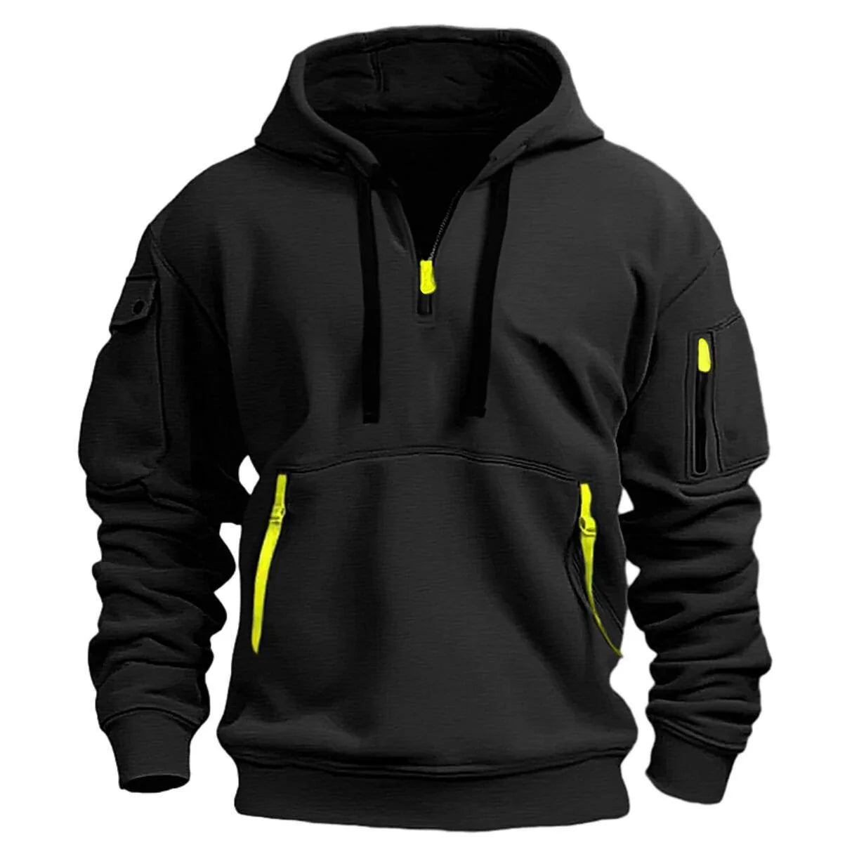 JUMPER  New Multi Pocket Zipper Fleece Hooded Casual Shirt for Men and Women Plus Size Loose Pullover Fashion Sweatshirt top