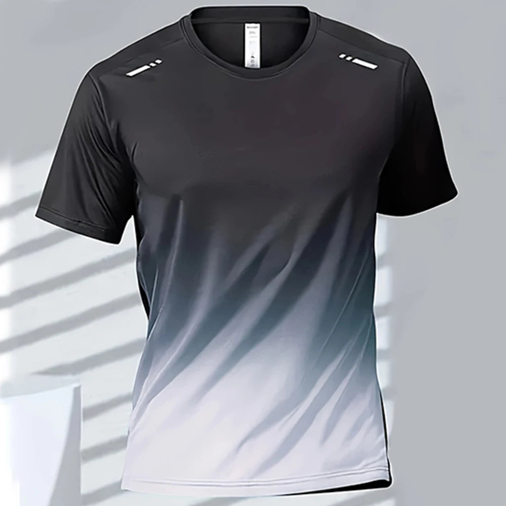 T-Shirts Sports Fitness Sportswear Quick-Drying Gradient Short Sleeve Tops Outdoor Basketball Training Running Men Clothes