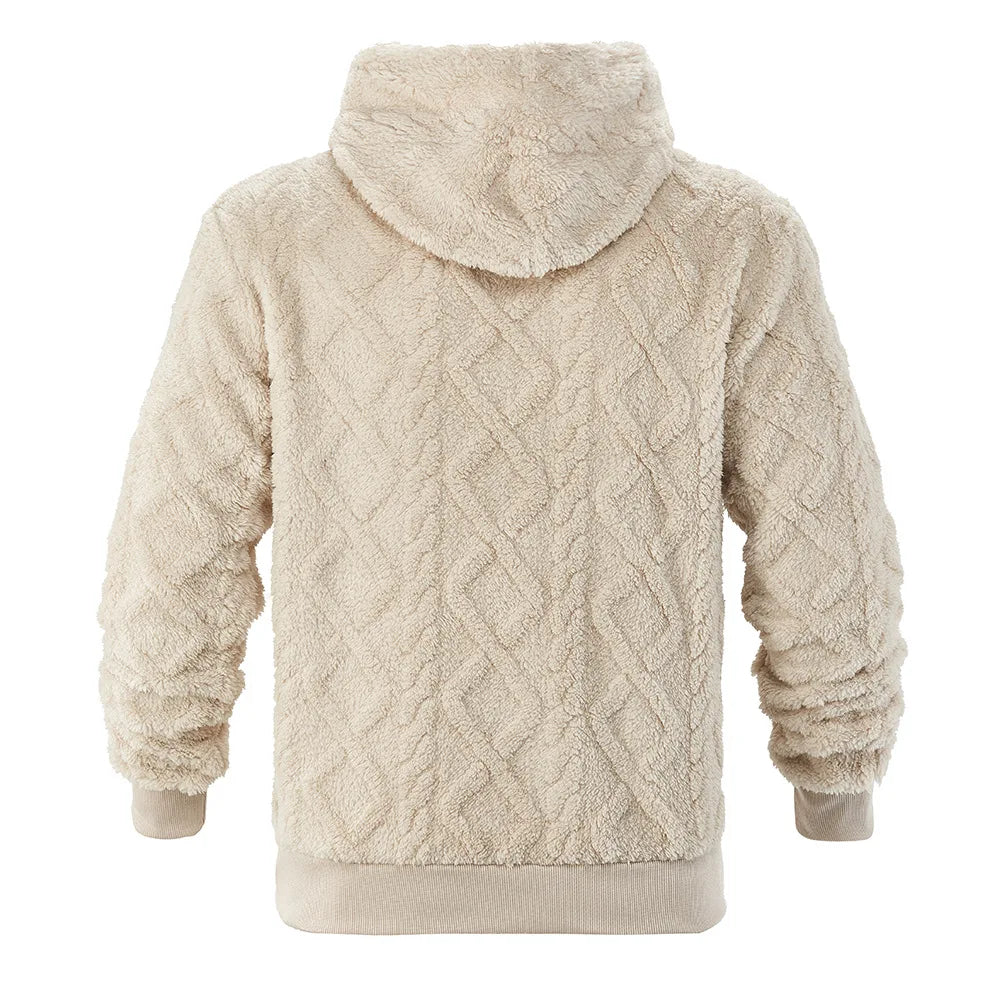 JUMPER  leisure men's high street jacquard double-sided velvet hooded sports trend pullover sweater jacket