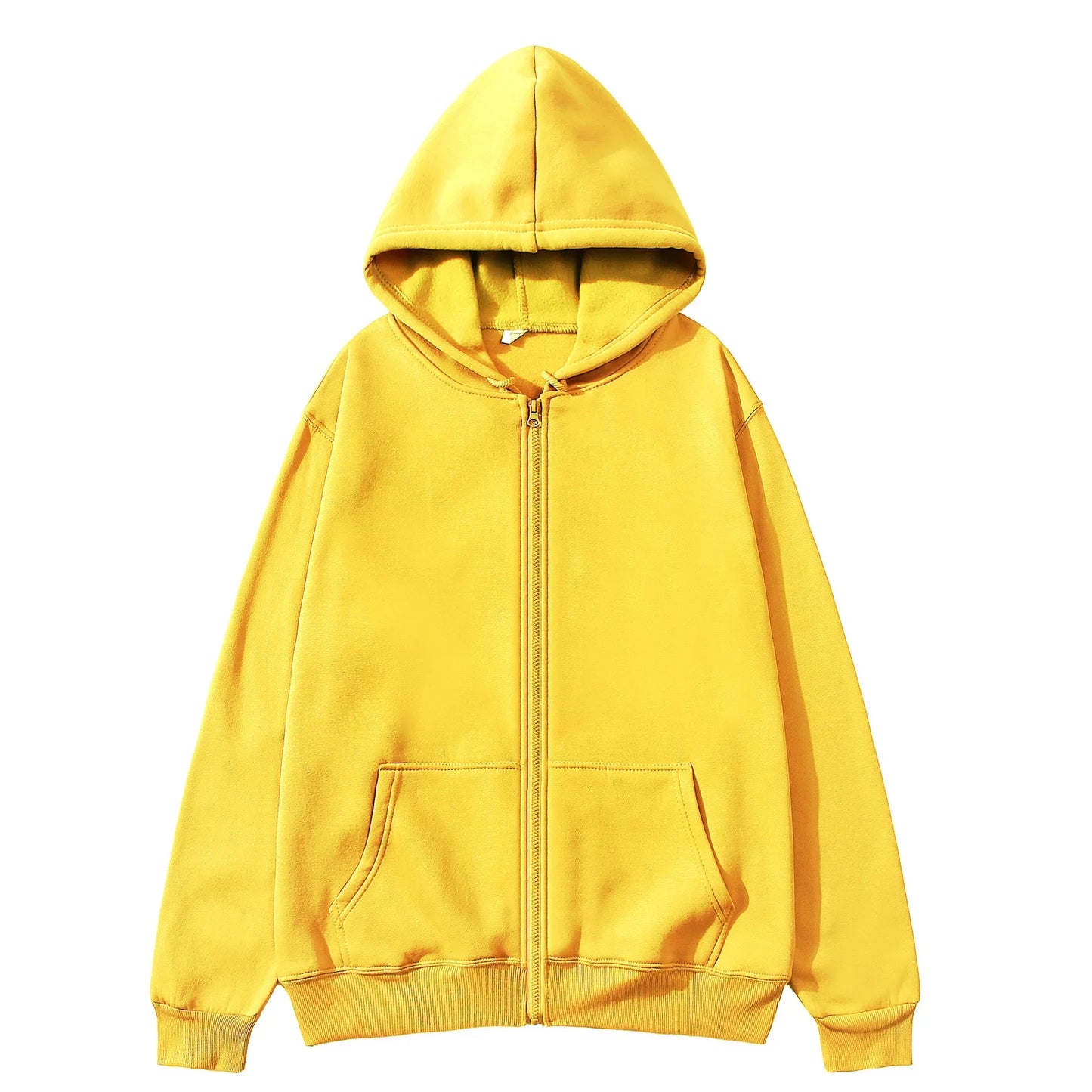 JUMPER New Trendy Sweatshirt Coat Front Pockets Warm Zipper Lamb Wool Jacket Men and Woman Autumn Winter Pure Color Cardigan Hoodie