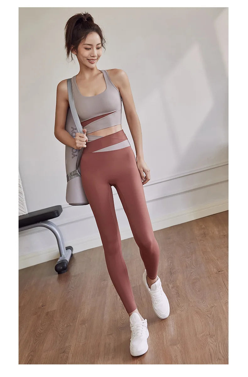 Legging Two Piece Yoga Set Women Sportswear Suit Outfit Gym Leggings With Bra Pants Sports Bra Shorts For Fitness Clothing Workout Set