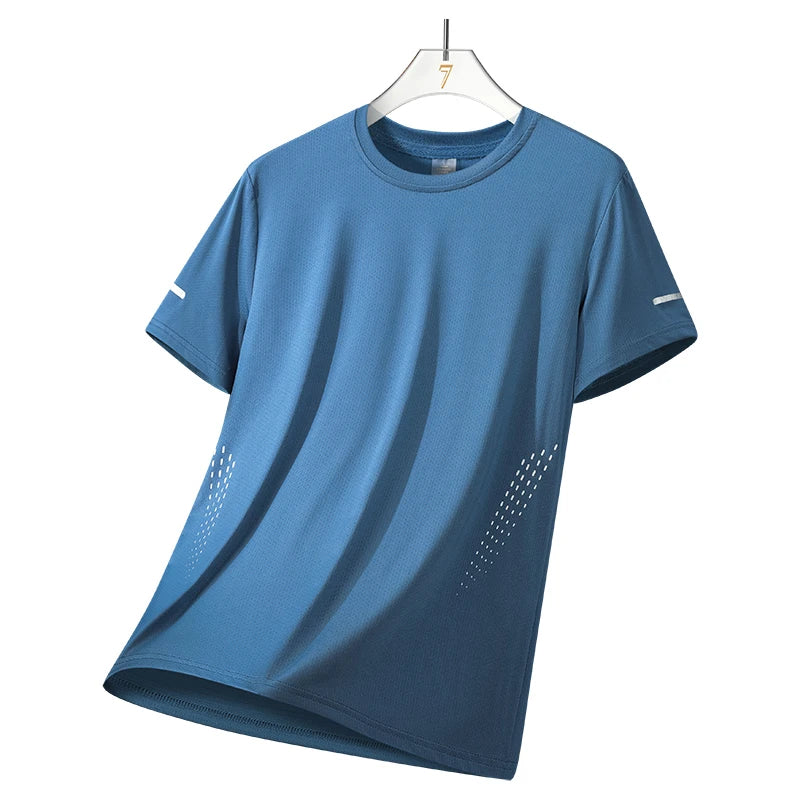 T-shirts Men's Running Quick Drying T-shirts Breathable Hiking Fishing Tees Soft Elasticity Outdoor Sports Short Shirt Summer