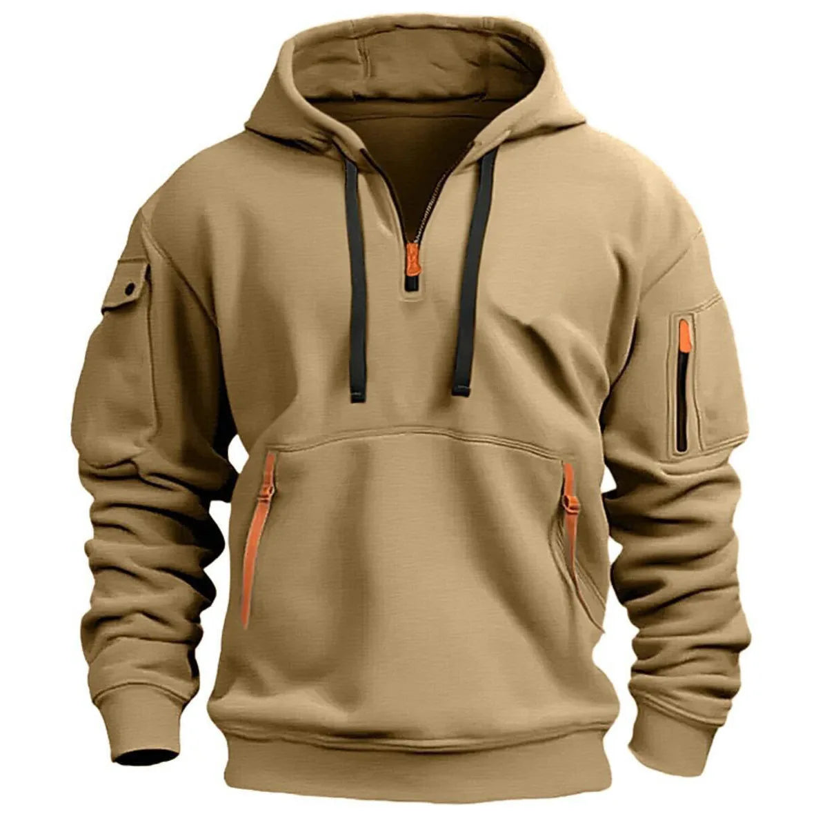 JUMPER  New Multi Pocket Zipper Fleece Hooded Casual Shirt for Men and Women Plus Size Loose Pullover Fashion Sweatshirt top