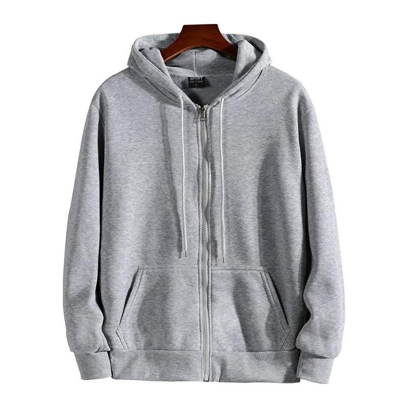 JUMPER Zipper Hoodies Autumn Winter Men's New Long Sleeve Hooded Sweatshirt Fashion Casual Male Outfit Sportwear Loose Fit Clothes