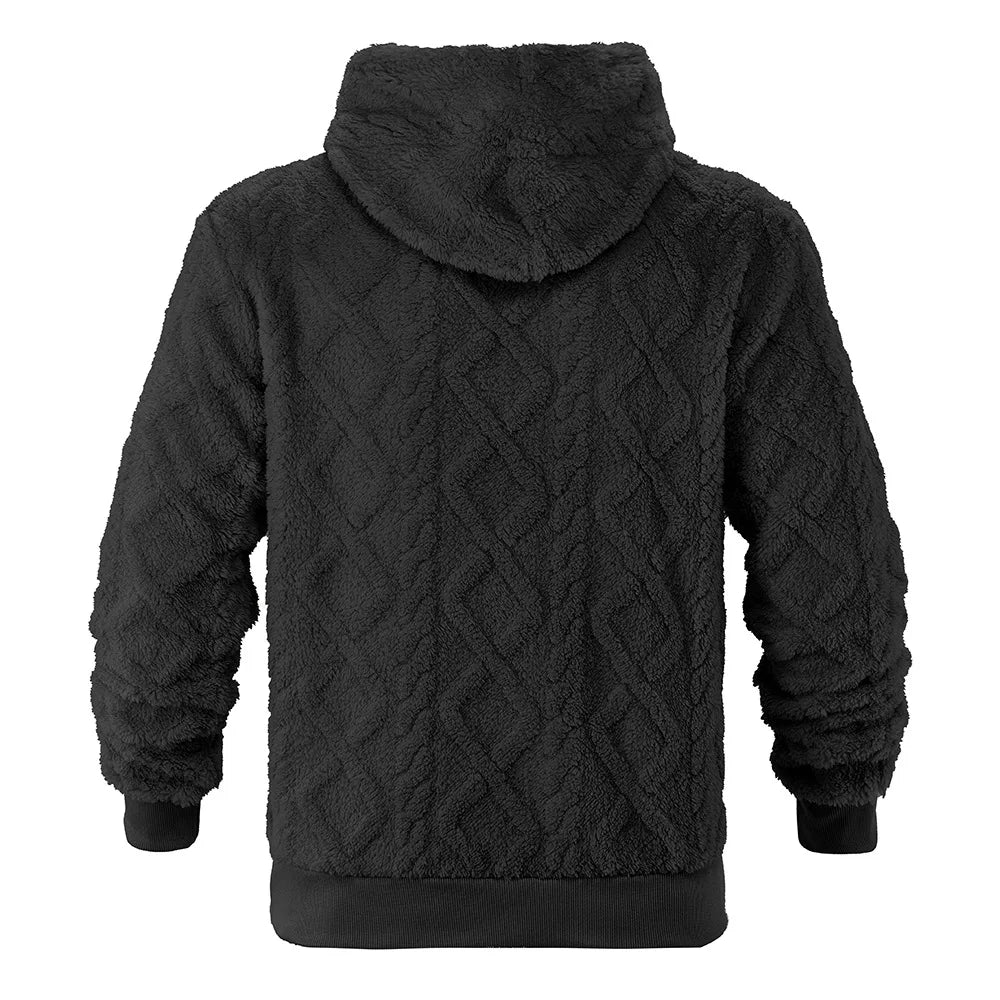 JUMPER leisure men's high street jacquard double-sided velvet hooded sports trend pullover sweater jacket