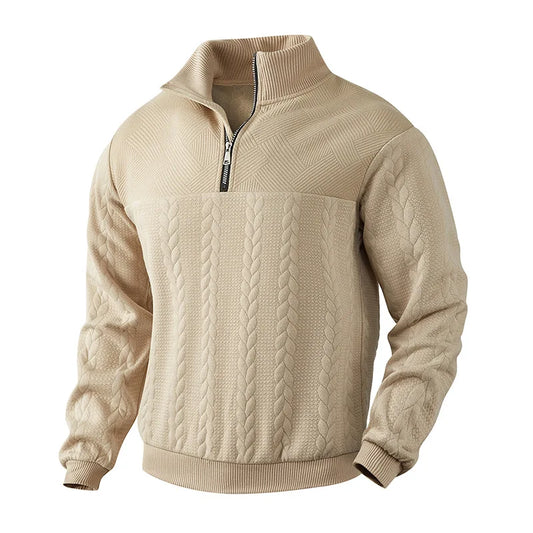 JUMPER  Casual stand-up collar zipper pullover loose knitted jacquard autumn and winter long-sleeved sweater men's top
