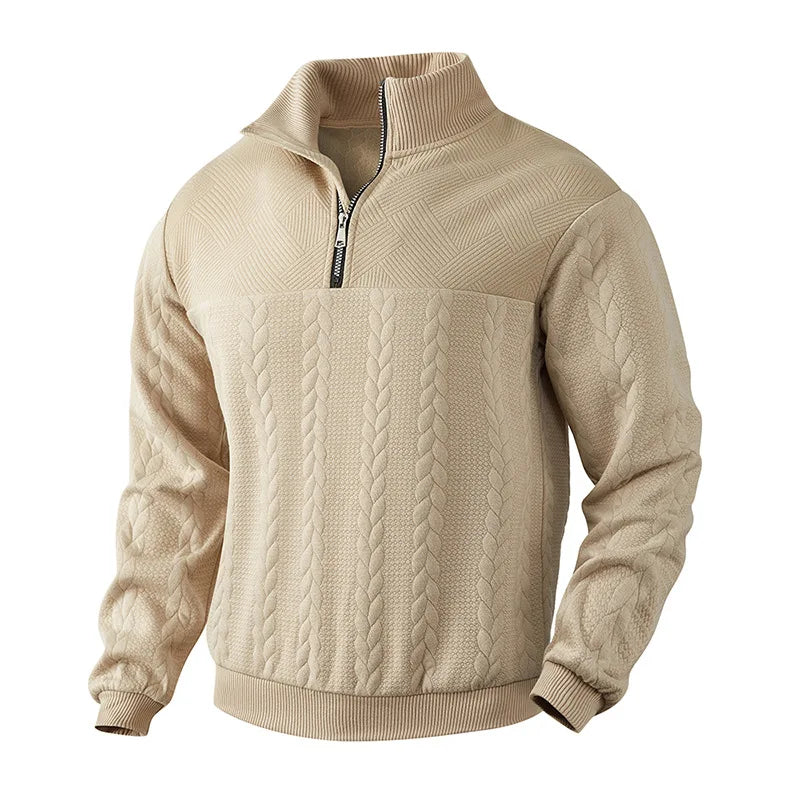 JUMPER Casual stand-up collar zipper pullover loose knitted jacquard autumn and winter long-sleeved sweater men's top