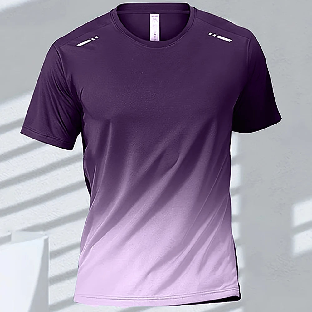 T-Shirts Sports Fitness Sportswear Quick-Drying Gradient Short Sleeve Tops Outdoor Basketball Training Running Men Clothes