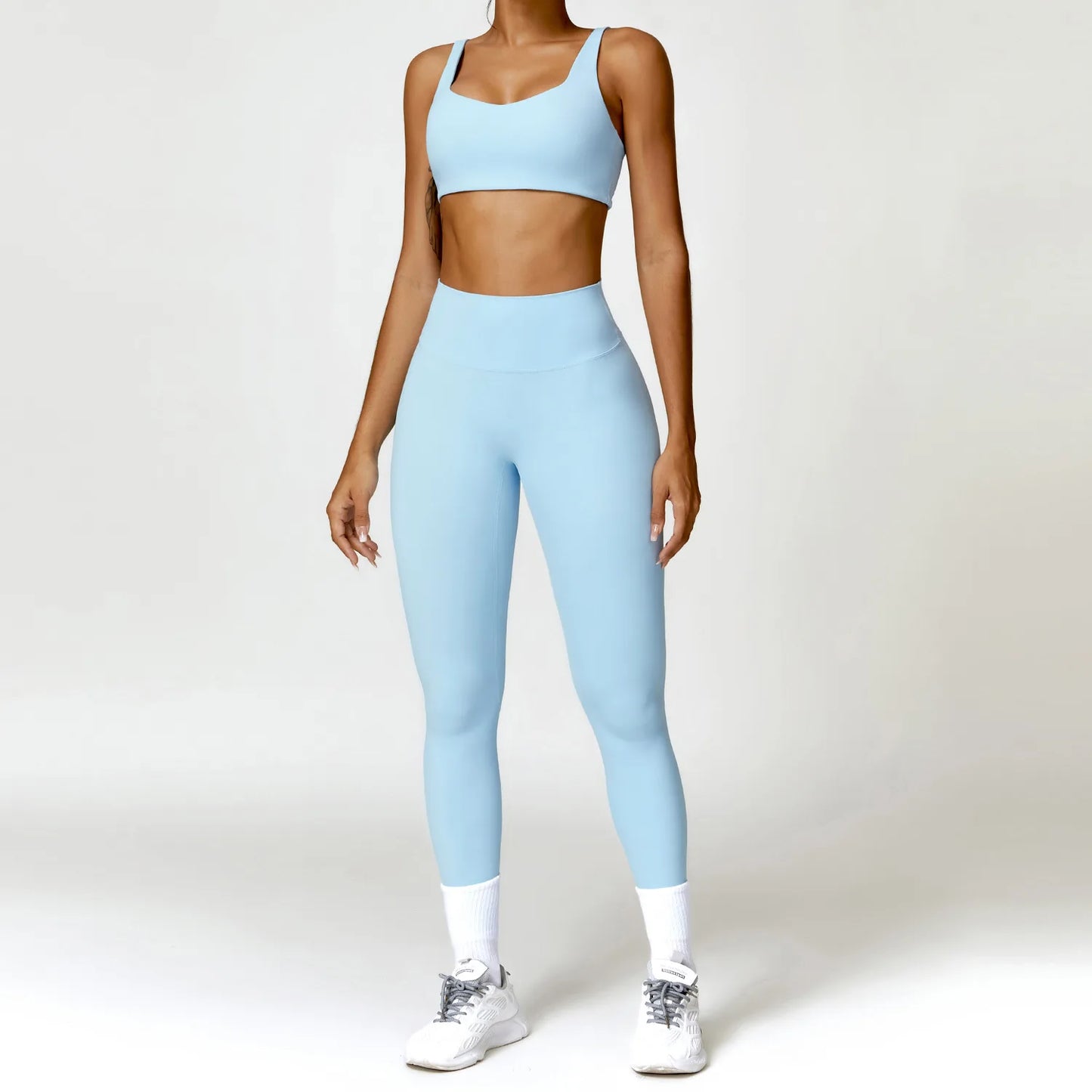 Legging Women Tracksuit Yoga Set 2PCS Sportswear Workout Clothes Athletic Wear Gym Legging Fitness Bra Crop Top Long Sleeve Sports Suits