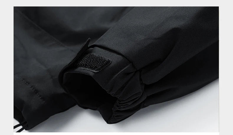 JUMPER Windbreakers Men Hooded Jacket Zipper Coat Cargo Waterproof Black Bomber Camping Loose Thin Softshell Hooded Hiking Jacket