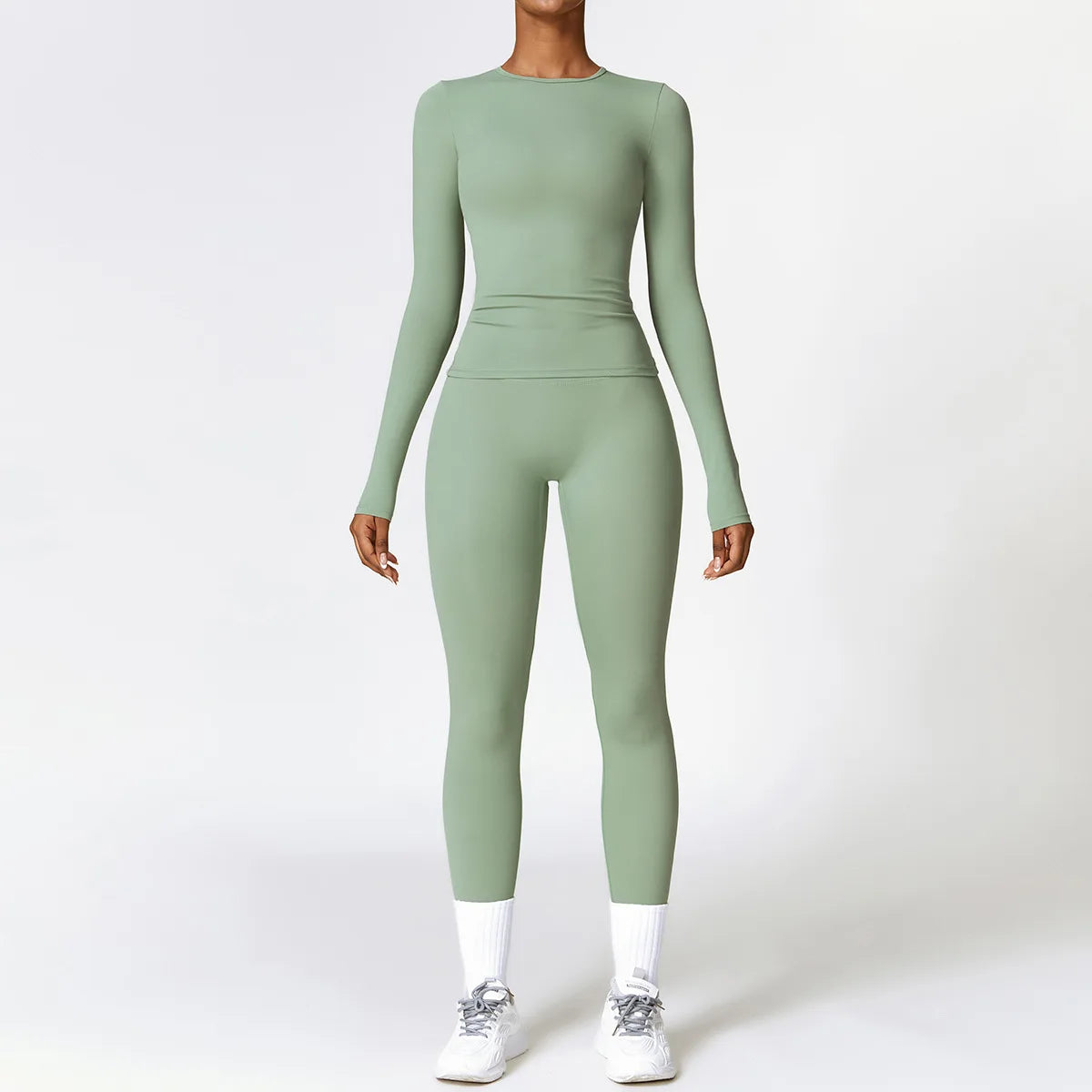 Legging 2PCS Seamless Yoga Set Women Workout Set Sportswear Gym Clothing Fitness Long Sleeve Crop Top High Waist Leggings Sports Suits