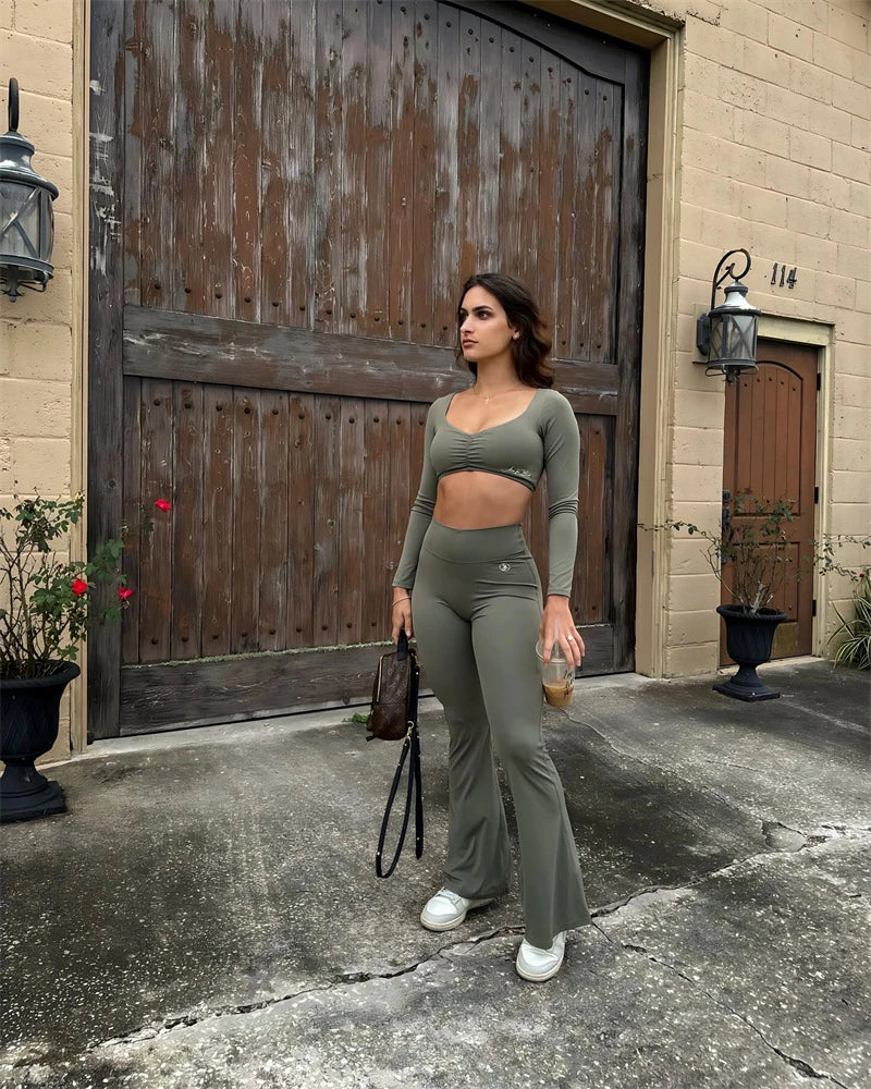 Leggings  Allure the brand Women Bell Bottoms High Waist Sport Flare Pants Gym Fitness Leggings Women Female Legging Tummy Control Running