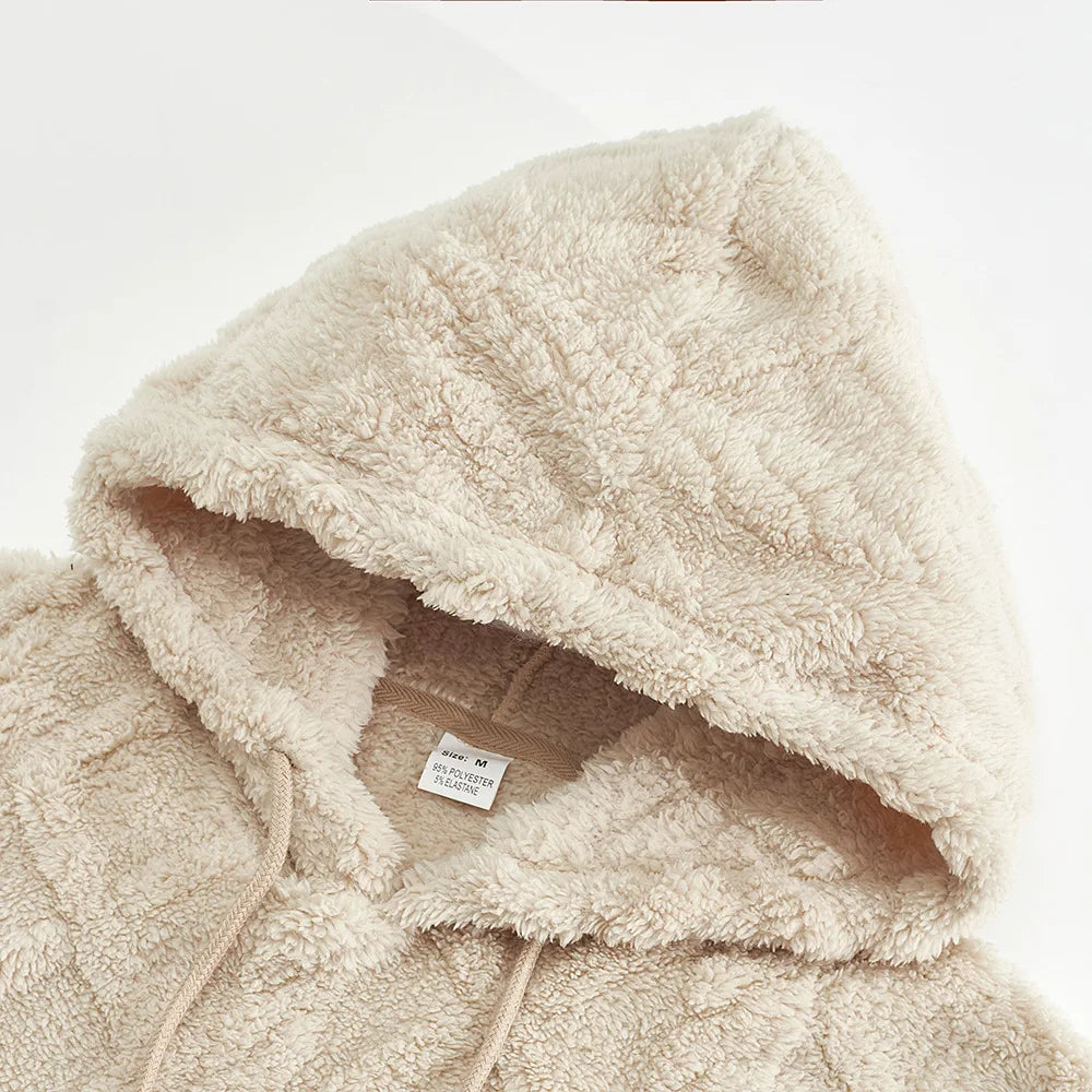 JUMPER leisure men's high street jacquard double-sided velvet hooded sports trend pullover sweater jacket
