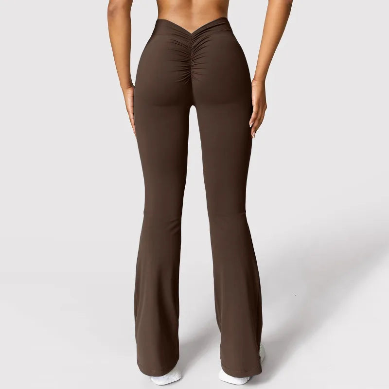 Leggings Fashion Micro Horn Leggings Women V-back Waist Sports Pants High Waist Push Up Butt Gym Pants Solid Slim Casual Leggings