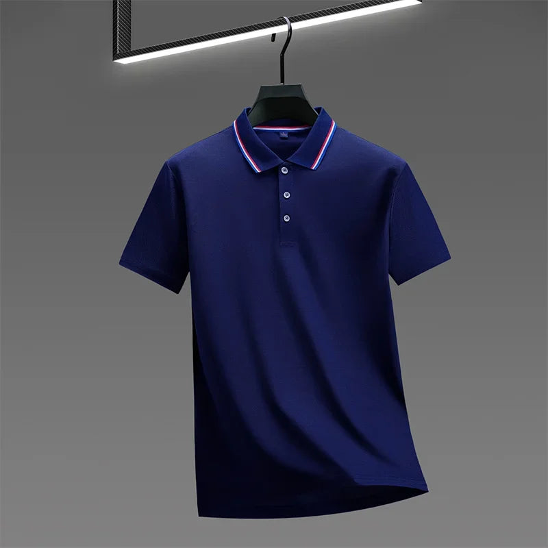 Polo New Men's Casual Solid Color Short Sleeved Polo Shirt Summer Fashionable and Comfortable Versatile Top