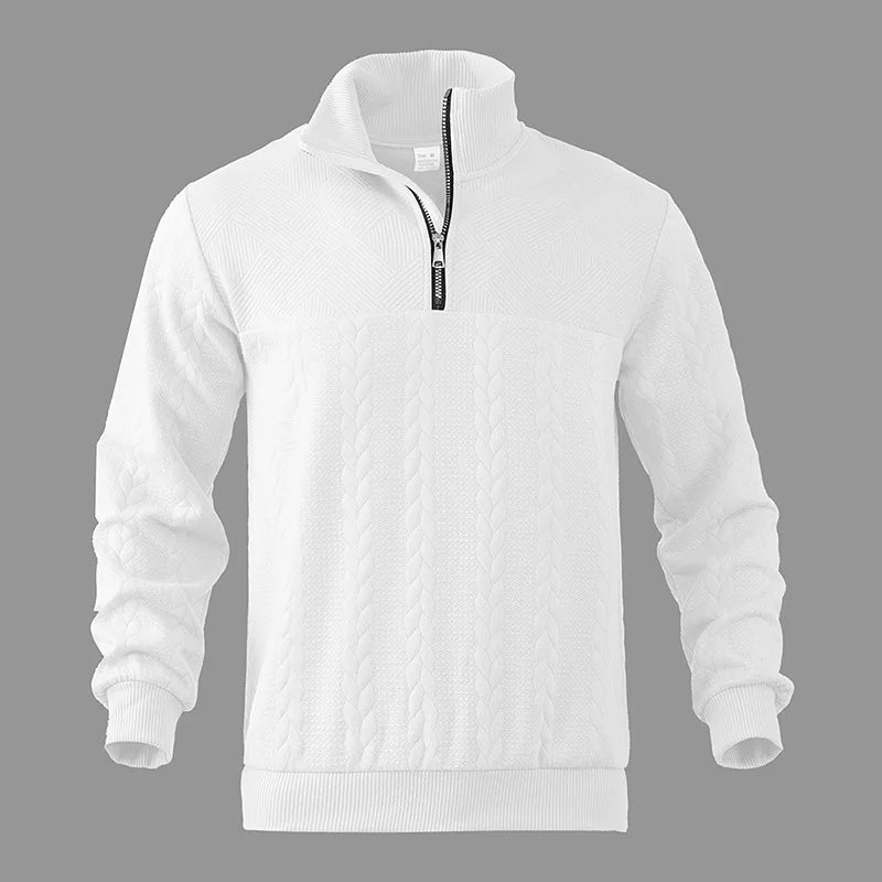 JUMPER  Casual stand-up collar zipper pullover loose knitted jacquard autumn and winter long-sleeved sweater men's top