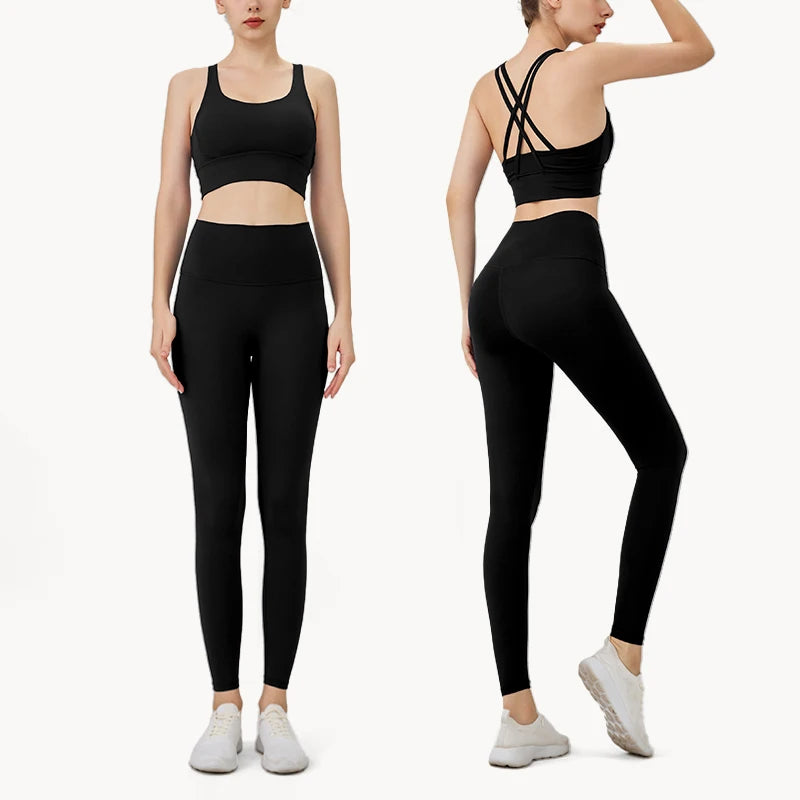 Legging  2 Piece Yoga Clothes Women's Tracksuit Quick Dry Set Breathable Fitness Suit Fitness Clothing Sports Bra Leggings Suit