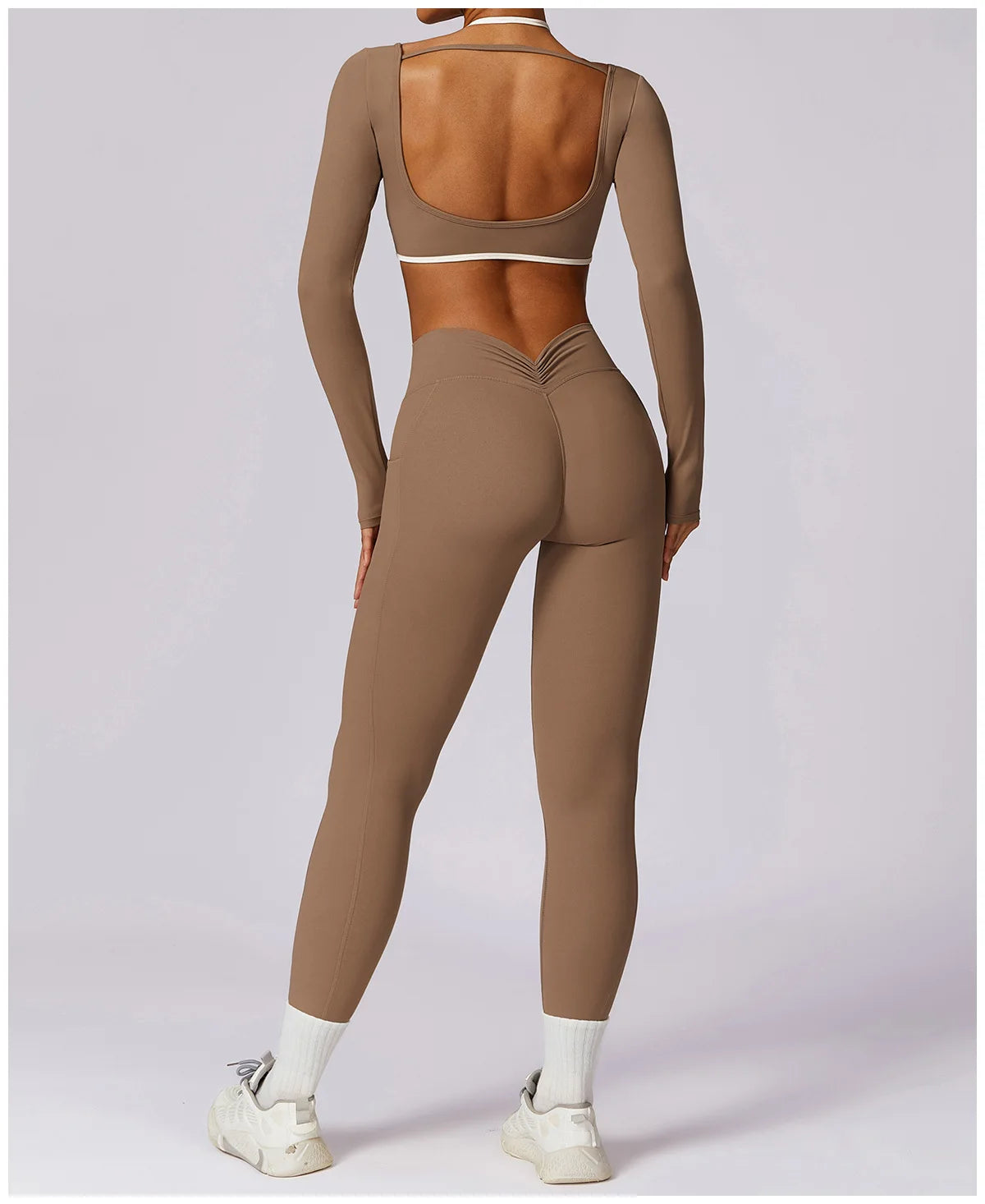 Legging Yoga Set 2PCS Women Sportswear Push Up Workout Clothes Athletic Wear Gym Legging Fitness Bra Crop Top Long Sleeve Sports Suits
