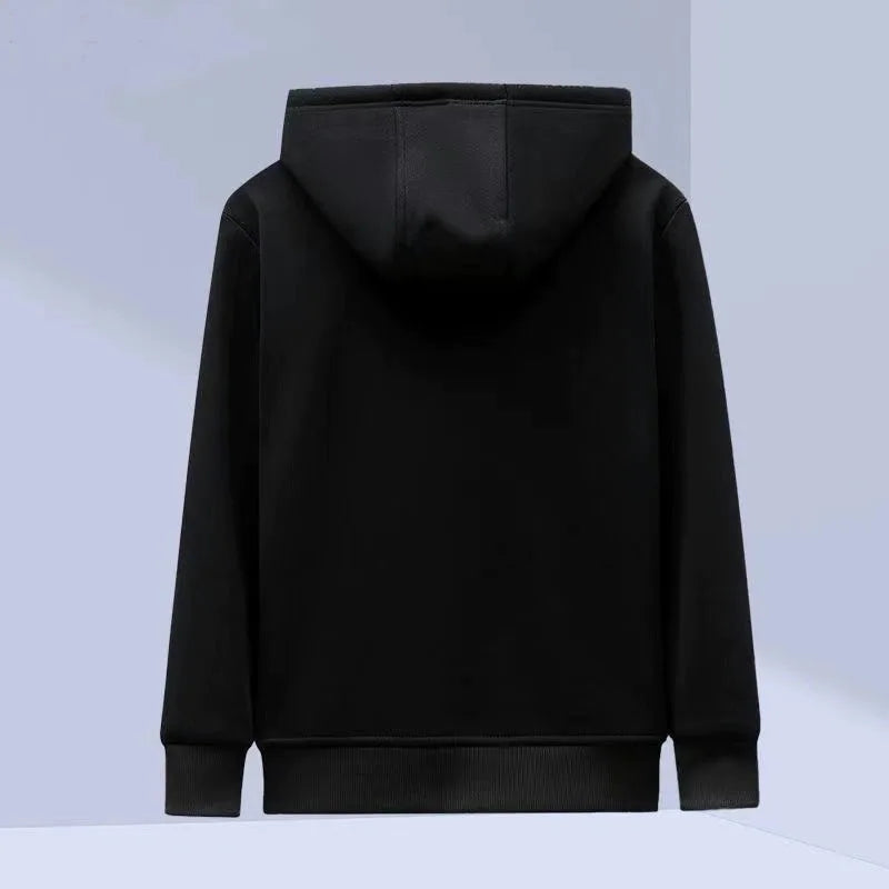 JUMPER Men's Winter Warm Lamb Velvet Hooded Zipper Cardigan Sweatirt Thiened Casual Outerwear Durable Stain-resistant Loose Fit