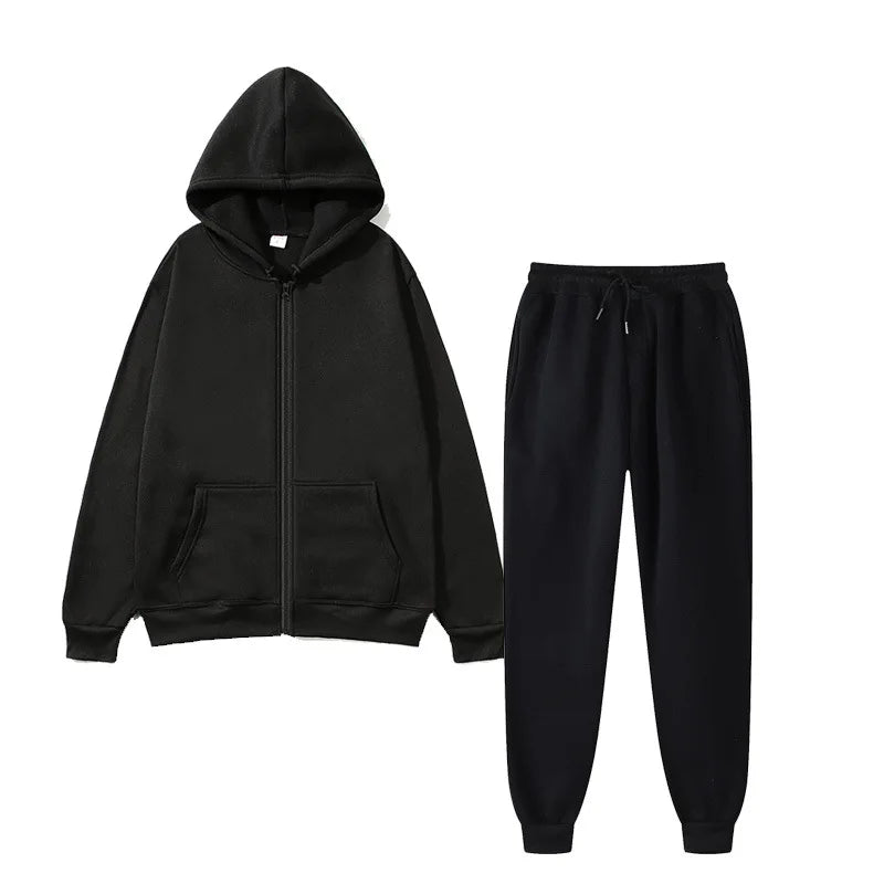 JUMPER New Solid Color Hoodie+pants Two-piece Set Womens Fashionable Casual Sports Set  Size S-3XL Female Suit
