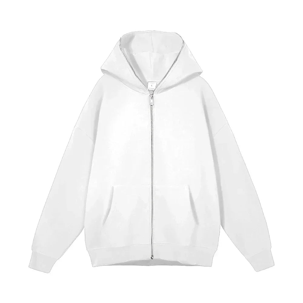 JUMPER Men's and women's full zip hooded jackets, zip hoodies, casual cardigans, streetwear hip-hop PVD, Y2K clothing, spring fashion