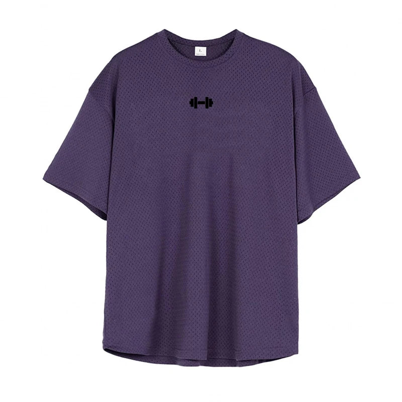 T-shirts Oversized Loose Short Sleeve Quick Dry Shirt Gym Bodybuilding Breathable Cool Mesh Clothing Mens Fitness Workout Muscle T-shirts