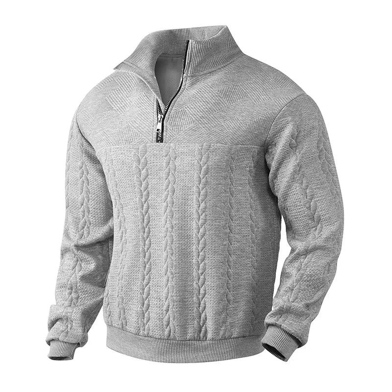 JUMPER  Casual stand-up collar zipper pullover loose knitted jacquard autumn and winter long-sleeved sweater men's top