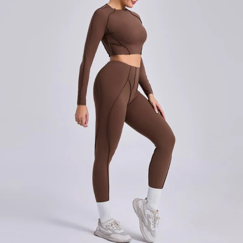 Legging Seamless Yoga Sets Sports Fitness Hip-lifting High Waist Skinny Long-sleeved Suit Running Workout Gym Leggings Sets for Women