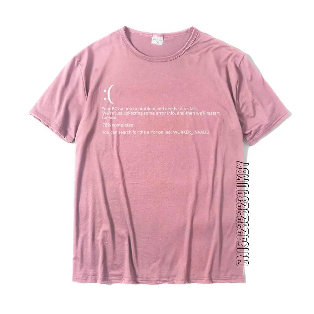Men Short Sleeve Funny Blue Screen Of Death BSOD Crash Nerd Computer Costume Top T-Shirts Camisa New Coming Men T Shirt Camisa Cotton