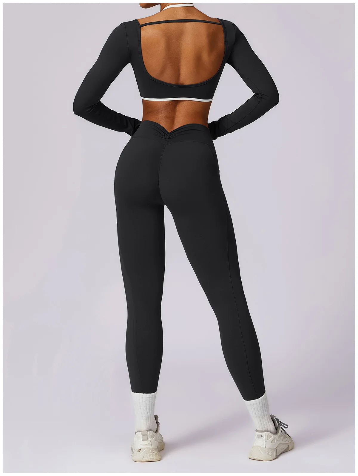 Legging Yoga Set 2PCS Women Sportswear Push Up Workout Clothes Athletic Wear Gym Legging Fitness Bra Crop Top Long Sleeve Sports Suits
