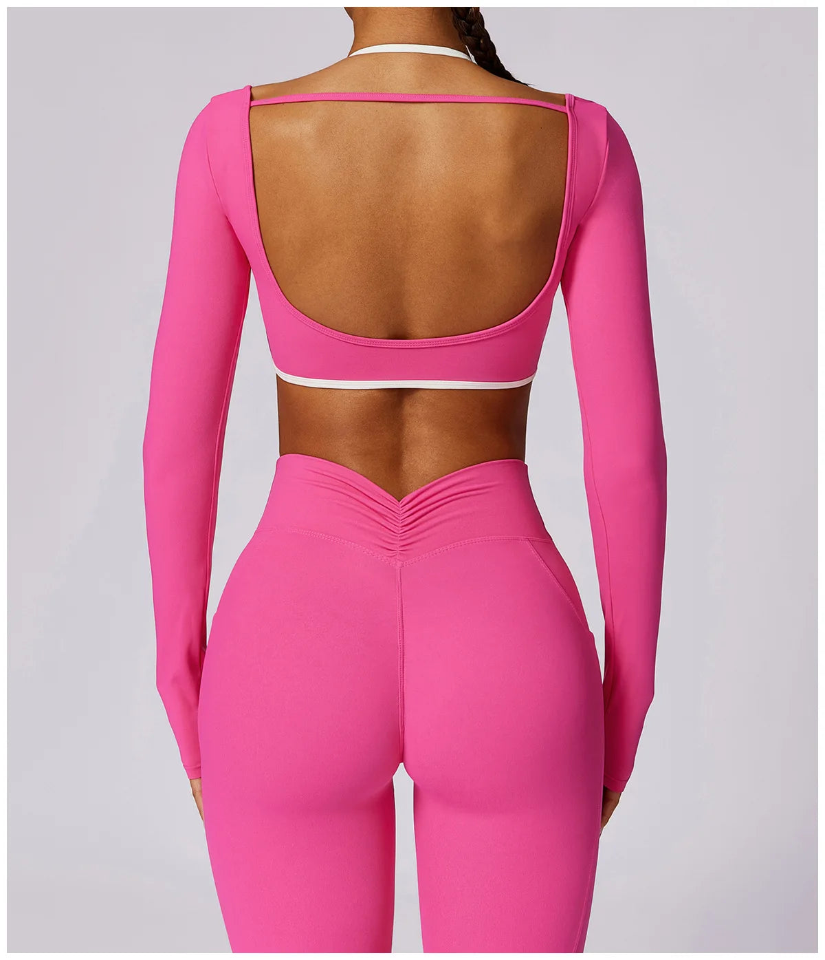 Legging Yoga Set 2PCS Women Sportswear Push Up Workout Clothes Athletic Wear Gym Legging Fitness Bra Crop Top Long Sleeve Sports Suits