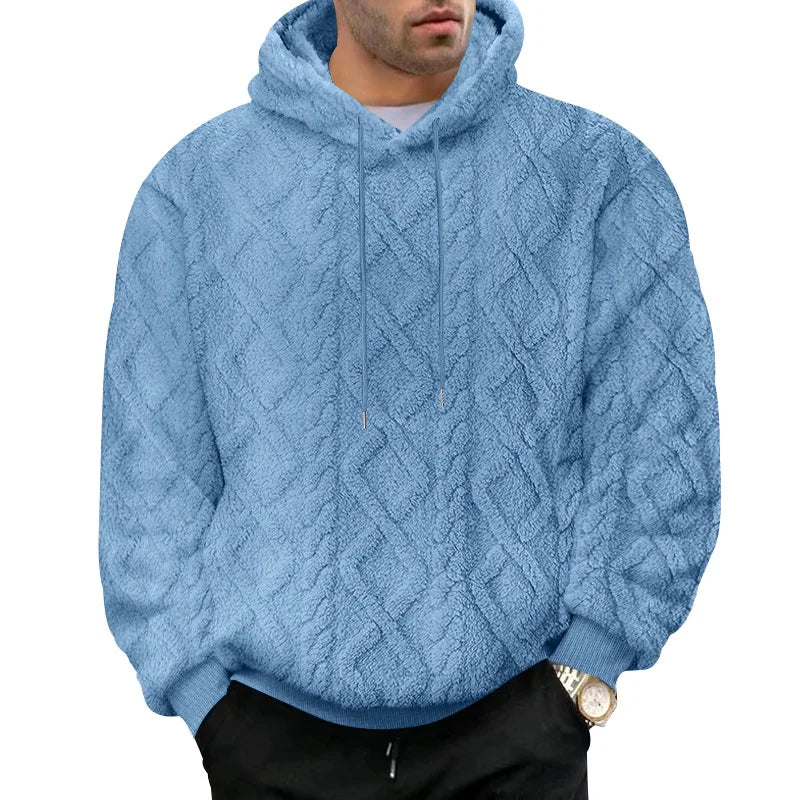 JUMPER  leisure men's high street jacquard double-sided velvet hooded sports trend pullover sweater jacket