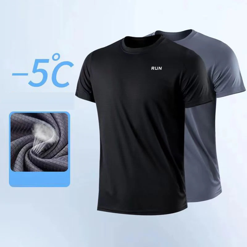 T-shirts Men's Quick Dry Short Sleeve Gym Running Moisture Wicking Round Neck T-Shirt Training Exercise Gym Sport Shirt Tops Lightweight