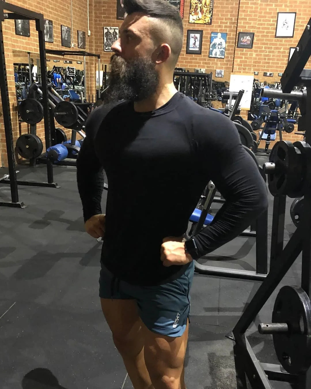 Shorts  men's breathable trend muscle fitness training three point pants running casual sports shorts