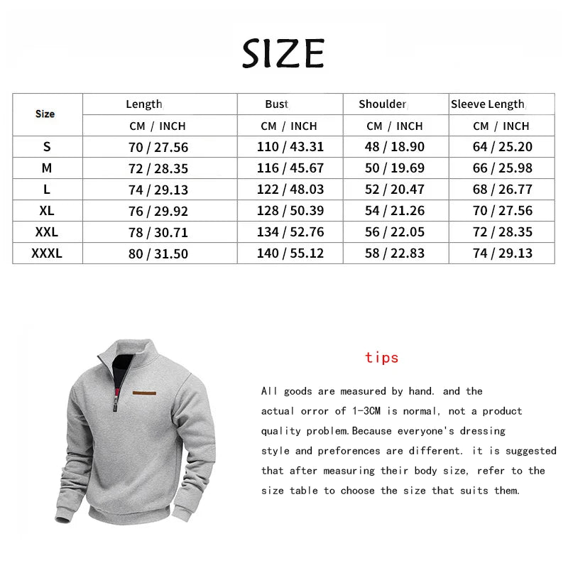 JUMPER fleece long-sleeved men's sweater half zipper loose stand-up collar pullover men's sweater