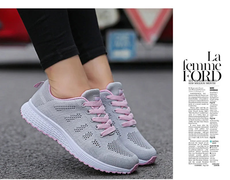 Women Sneakers  Casual Shoes Fashion Breathable Walking Mesh FlatShoesSneakers White Female Footwear