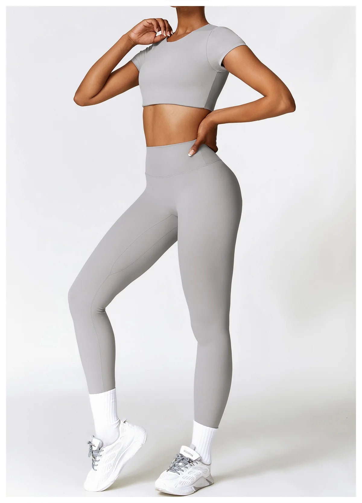 Legging 2PCS Seamless Yoga Set Women Workout Set Sportswear Gym Clothing Fitness Long Sleeve Crop Top High Waist Leggings Sports Suits