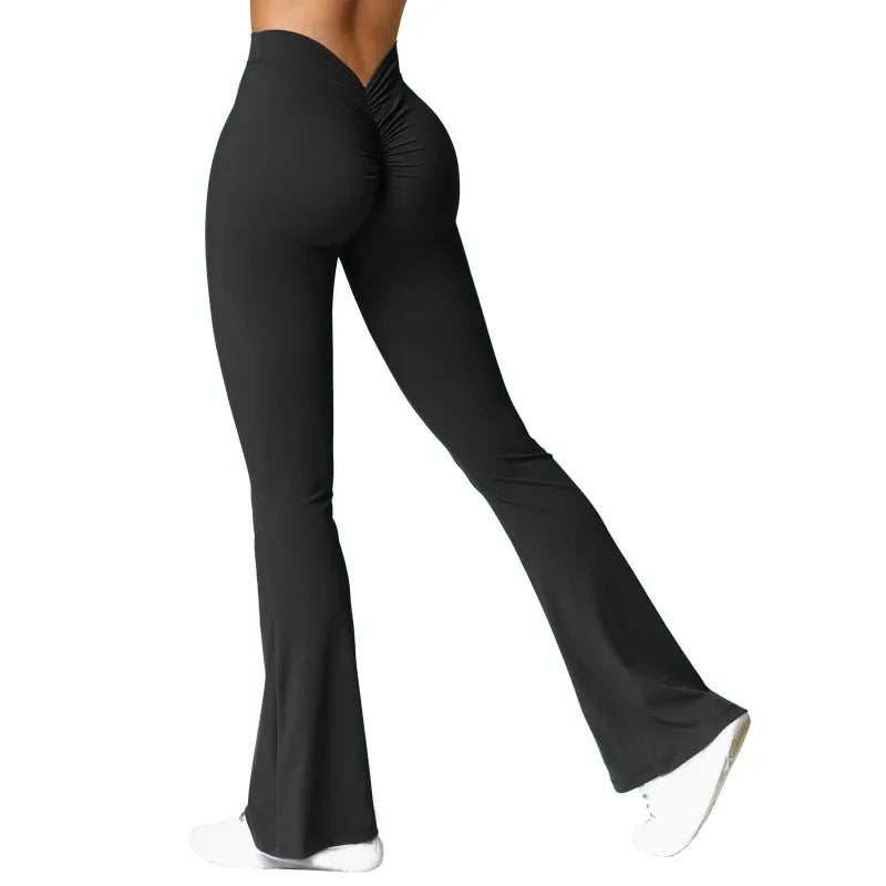 Leggings Fashion Micro Horn Leggings Women V-back Waist Sports Pants High Waist Push Up Butt Gym Pants Solid Slim Casual Leggings