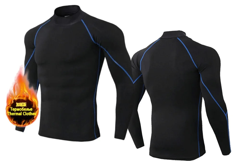 T-shirts Winter Man Compression Shirt Cycling Clothing Warmth Shirt Warm Bottoming Shirt Men Compression T-Shirt Gym Sportswear 2024 New