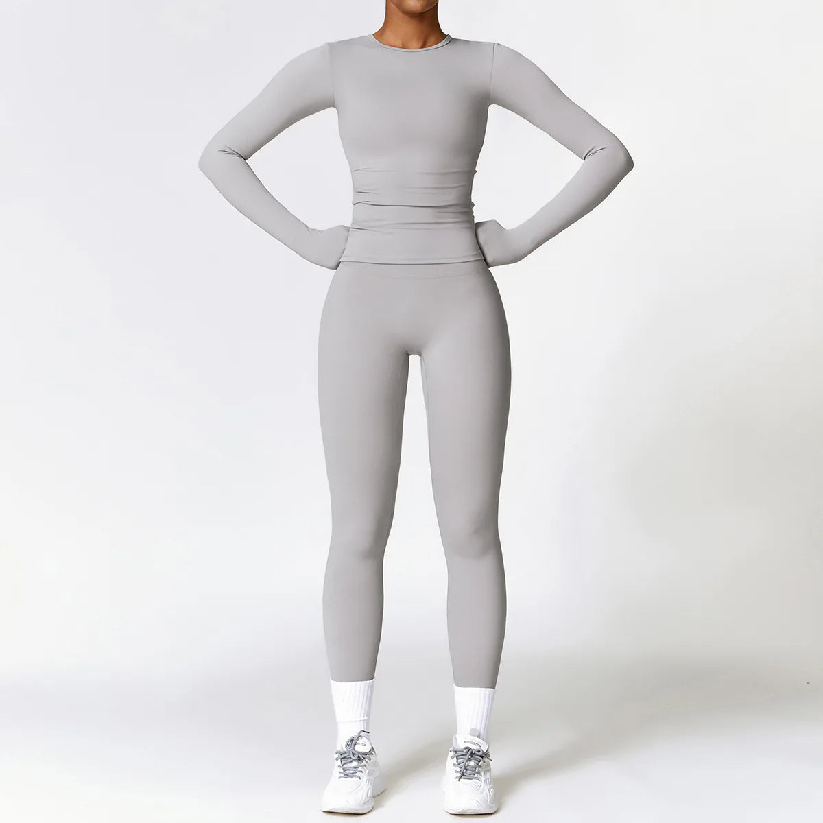 Legging 2PCS Seamless Yoga Set Women Workout Set Sportswear Gym Clothing Fitness Long Sleeve Crop Top High Waist Leggings Sports Suits