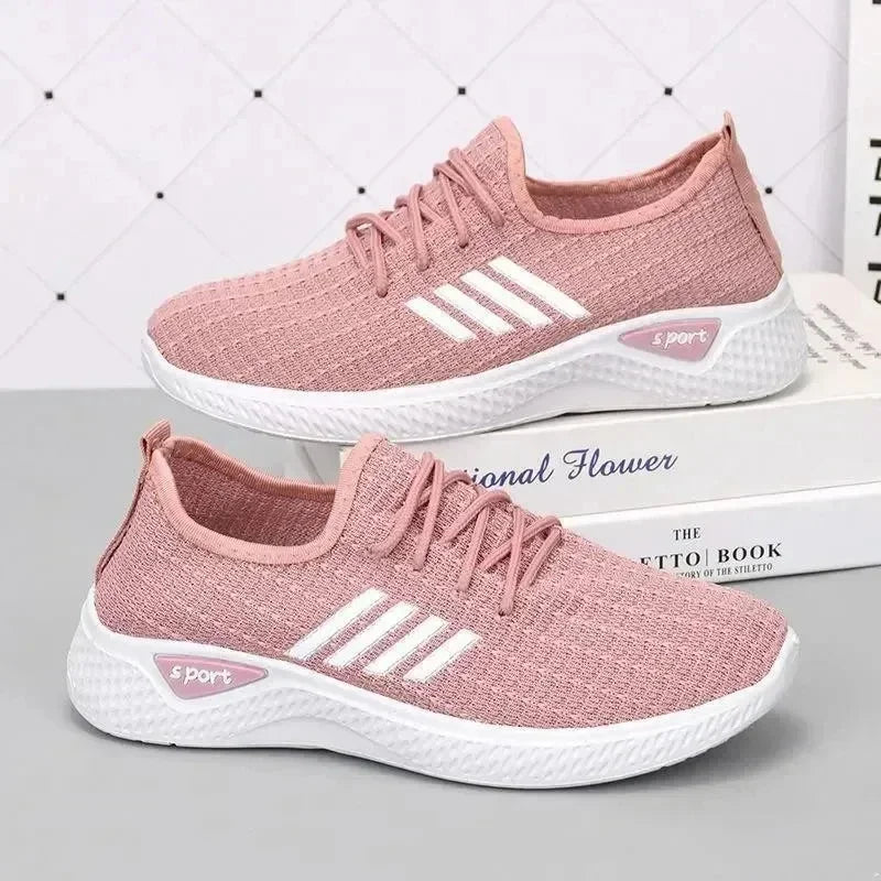 Women Sneakers Mesh Low-Top Running Sneakers with Air Mesh for Spring and Summer Women Flat Shoes