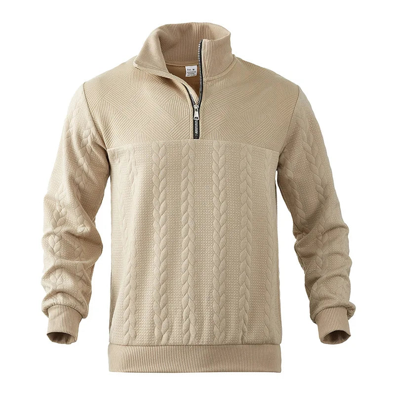 JUMPER Casual stand-up collar zipper pullover loose knitted jacquard autumn and winter long-sleeved sweater men's top