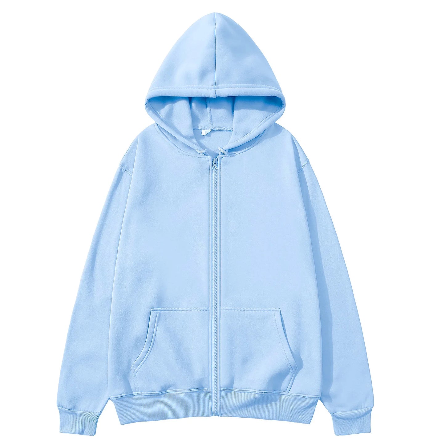 JUMPER New Trendy Sweatshirt Coat Front Pockets Warm Zipper Lamb Wool Jacket Men and Woman Autumn Winter Pure Color Cardigan Hoodie