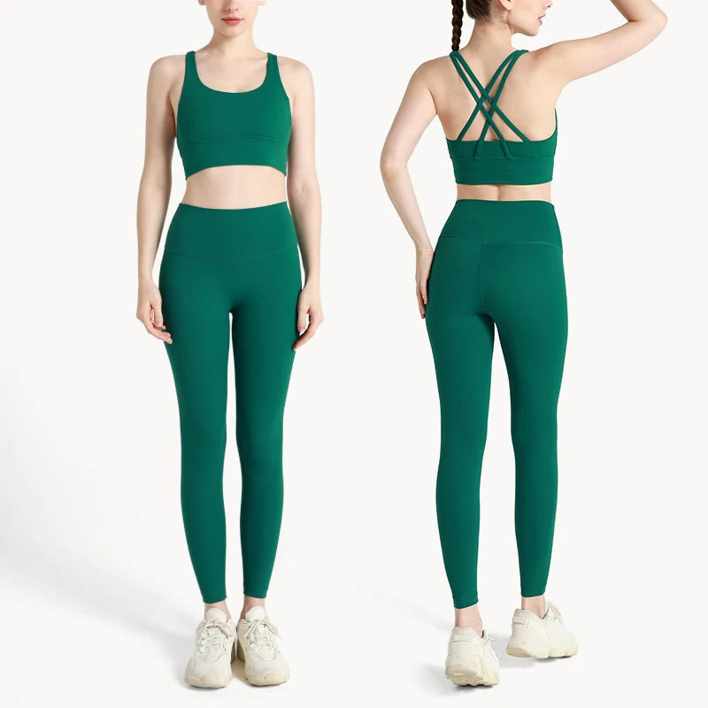 Legging  2 Piece Yoga Clothes Women's Tracksuit Quick Dry Set Breathable Fitness Suit Fitness Clothing Sports Bra Leggings Suit